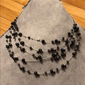Black beaded layered necklace